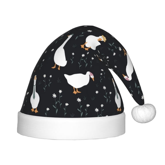 Vsdgher Fashionable Goose Christmas Hat, Santa Hat for Kids Xmas Holiday Hat Red Classic Christmas New Year Festive Party Supplies