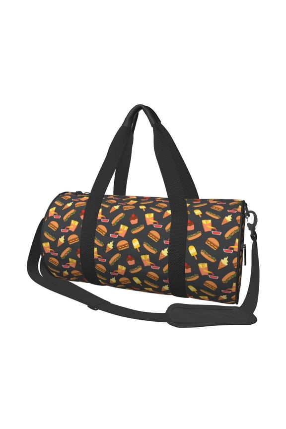 Fast Food 45L Foldable Duffel Bag, Sports Gym Bag,Overnight Bag, Portable Weekender Bag for Airplanes