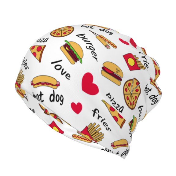 Vsdgher Fast Food Slouchy Beanie Hat for Men/Women, Skull Cap Chemo Cap Night Sleeping Cap