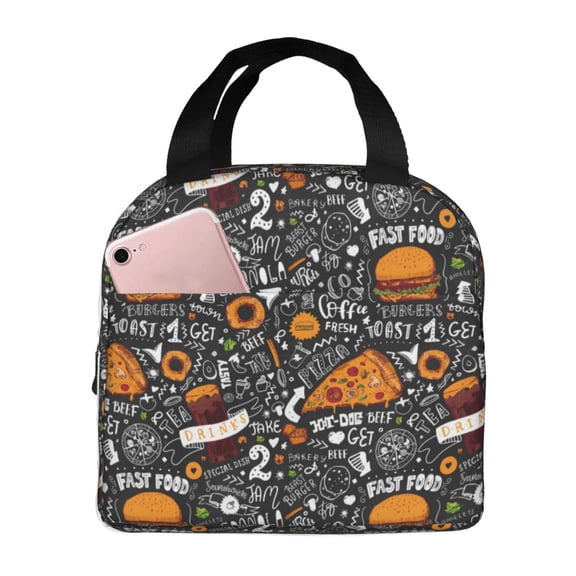Vsdgher Fastfood 1 Lunch Bag, Lunch Box for Women Adult Men, Lunch Tote Insulated Cooler Lunch Container for Work/Office/Picnic/Travel