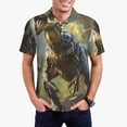 thumbnail image 1 of Vsdgher Ferocious Dinosaur Polo Shirts for Men, Men's Short Sleeve Stretch Polo Shirt, Shirts for Men-Small, 1 of 6
