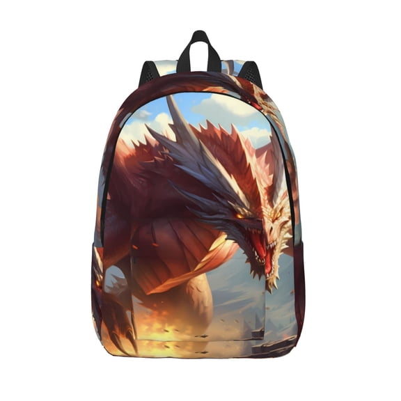 Vsdgher Ferocious Dragon Fury Print Canvas Backpack Travel Rucksack Unisex Knapsack 15.7/17.7Inch Laptop Backpack for Work,College -Medium