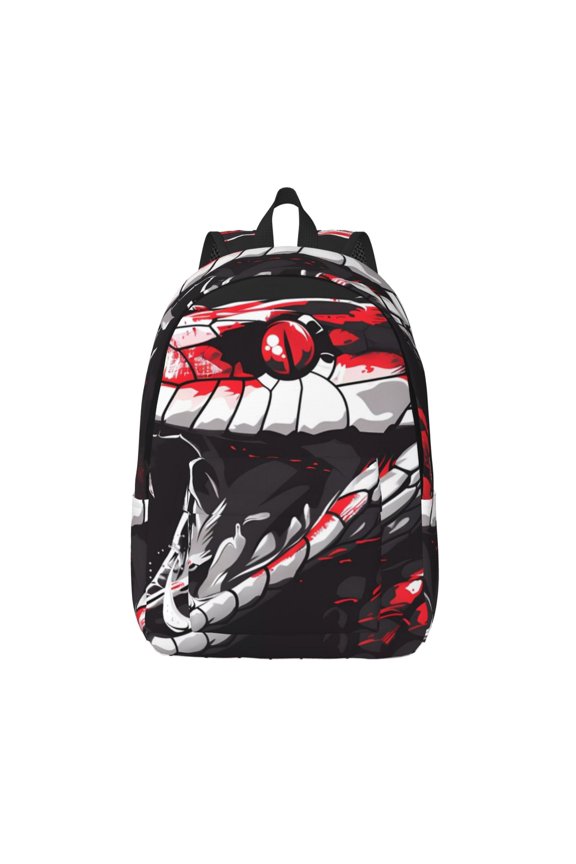 Fierce Red Viper Graphic Art Print Canvas Backpack Travel Rucksack Unisex Knapsack 15.7/17.7Inch Laptop Backpack for Work,College -Small