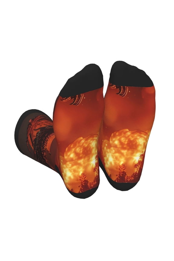 Fiery Dragons Castle Attack Unisex Crew Socks Lightweight Breathable Ventilation Ankle Socks, Mid-calf socks for Daily