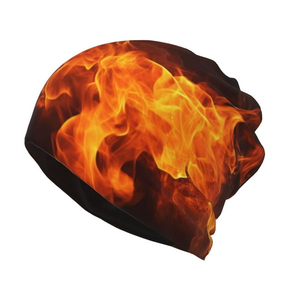 Vsdgher Fiery Orange Flames Energy Slouchy Beanie Hat for Men/Women, Skull Cap Chemo Cap Night Sleeping Cap