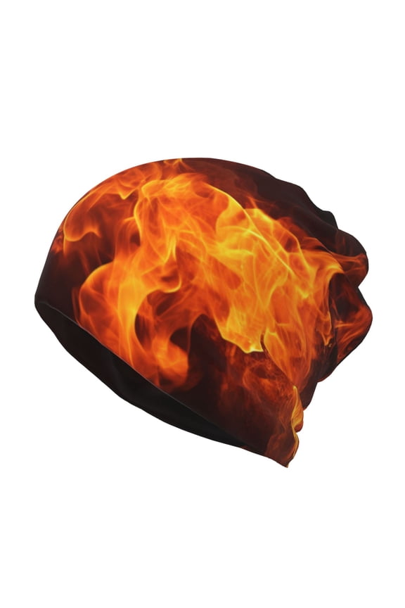 Fiery Orange Flames Energy Slouchy Beanie Hat for Men/Women, Skull Cap Chemo Cap Night Sleeping Cap
