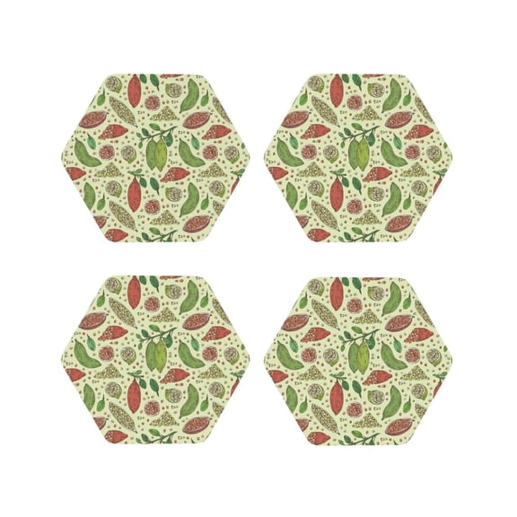 Vsdgher Finger Lime Fruits Leather Coasters for Drinks, Durable Drink Coasters 4 Set for Tabletop Protection, Luxurious Home Décor and Housewarming Gift ( {designName})Hexagon