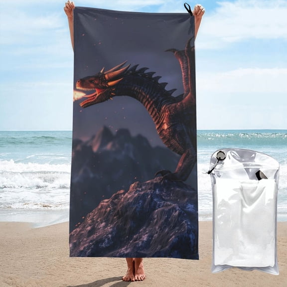 Vsdgher Fire Breathing Dragon Twilight Microfiber Ultra Soft Highly Absorbent Bath Towel, Quick Drying Towels for Body, Sport, Yoga, SPA, Fitness-27.5"x55"