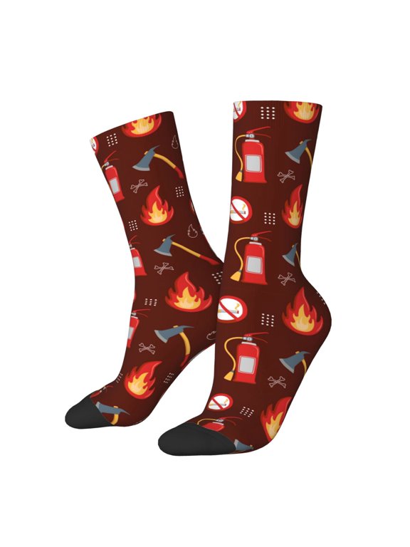 Fire Extinguisher Crew Socks for Men & Women, Breathable Casual Athletic Ankle Socks