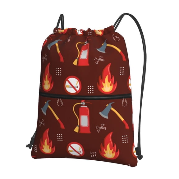 Vsdgher Fire Extinguisher Drawstring Backpack Water Resistant String Bag Sports Sackpack Gym Sack for Men Women
