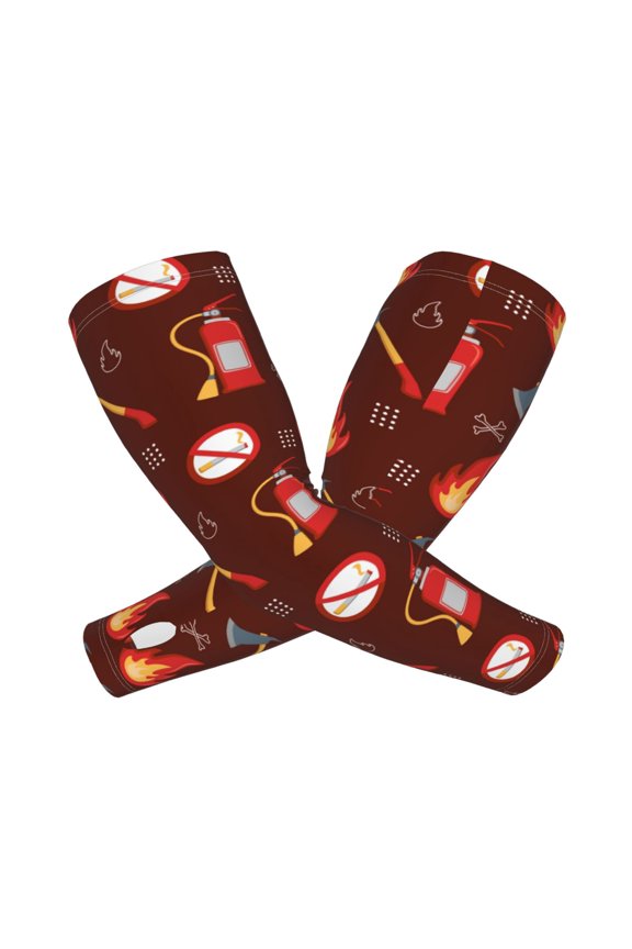 Fire Extinguisher Pattern Cooling Arm Sleeves for Men & Women, Breathable, UV Sun Protection, Sports Arm Sleeves for Women, Men & Youth