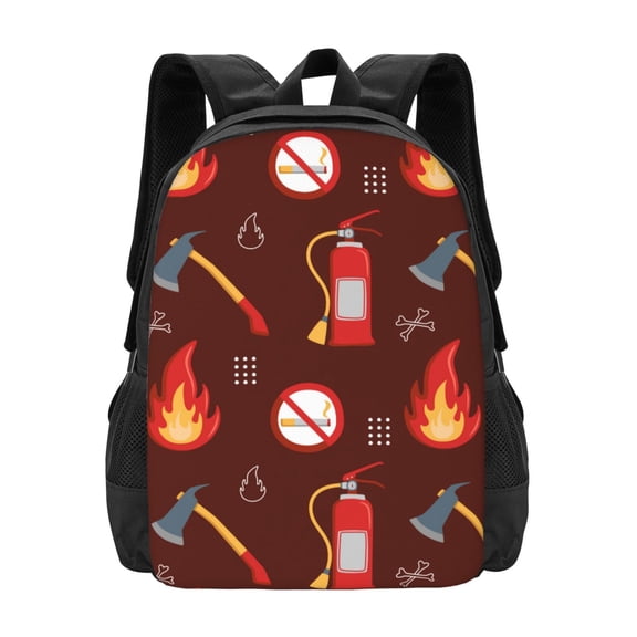 Vsdgher Fire Extinguisher Print Backpack for Women Men School Bookbag with Laptop Compartment for College Work Travel, Simple Fashion Casual Daypack, Fit 15" Laptop