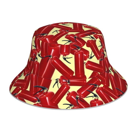 Vsdgher Fire Extinguisher Print Bucket Hat for Men&Women Bucket Hat Reversible Summer Double-Side-Wear Travel Gardening, Beach, Camping, Hiking, Fishing Cap