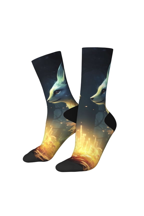 Firefly Forest Fox Crew Socks for Men & Women, Breathable Casual Athletic Ankle Socks