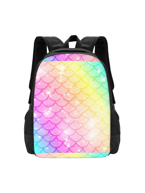 Fish Scale Print Backpack for Women Men School Bookbag with Laptop Compartment for College Work Travel, Simple Fashion Casual Daypack, Fit 15" Laptop