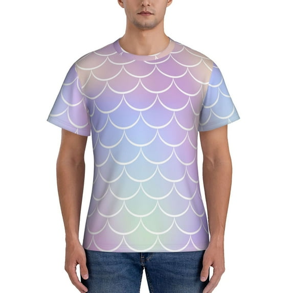 Vsdgher Fish Scale1 Print Men's Dry Fit Mesh Athletic Shirts Moisture Wicking Tennis T-Shirt Tops