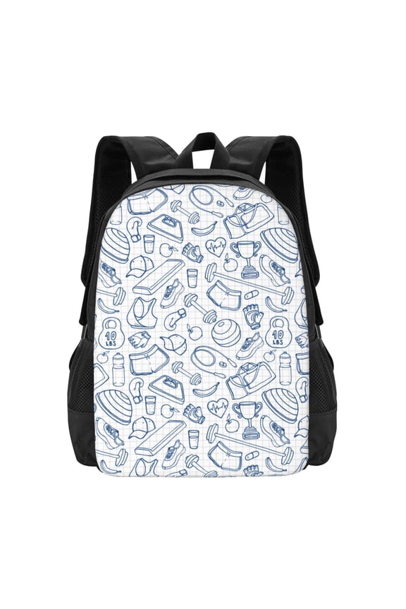 Fitness Guru Print Backpack for Women Men School Bookbag with Laptop Compartment for College Work Travel, Simple Fashion Casual Daypack, Fit 15" Laptop