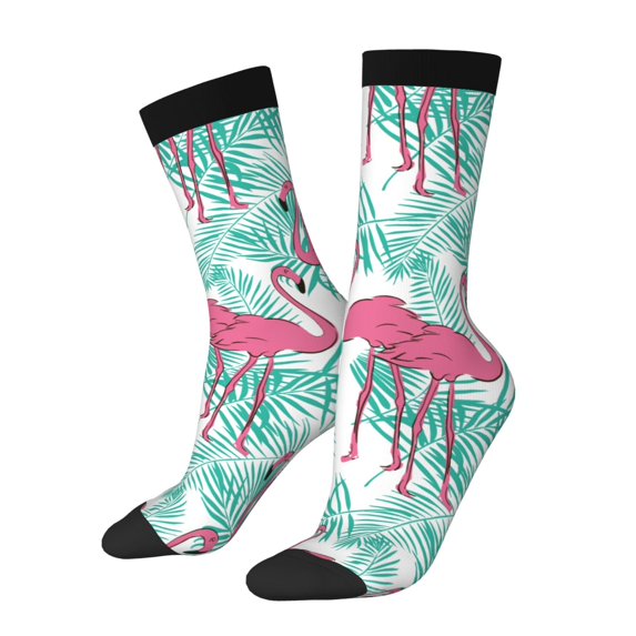 Vsdgher Flamingo Crew Socks for Men & Women, Breathable Casual Athletic Ankle Socks