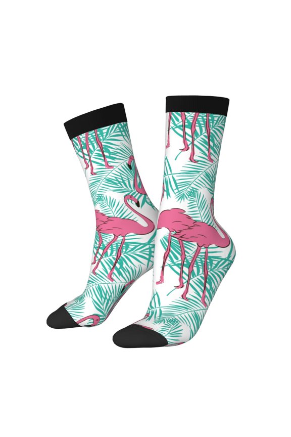 Flamingo Crew Socks for Men & Women, Breathable Casual Athletic Ankle Socks