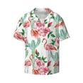 thumbnail image 1 of Vsdgher Flamingo Flower Print Men's Wrinkle Free Untucked Cuban Shirt Business Casual Button Down Shirts Short Sleeve Shirt, 1 of 7