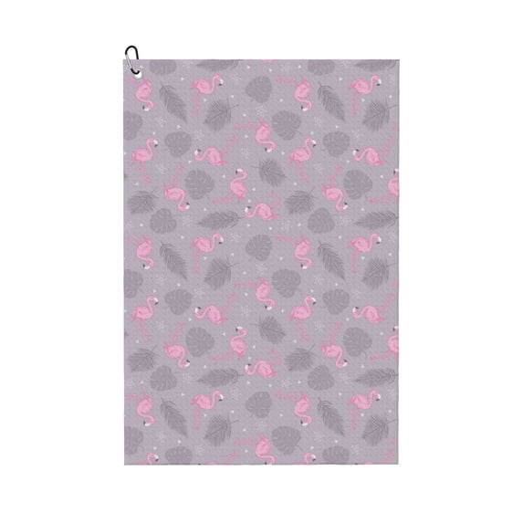 Vsdgher Flamingo Print Golf Towel Golf Gift for Men and Women Golf Towel with Carabiner Clip to Quickly Remove Sand, Mud, Dirt and Sweat