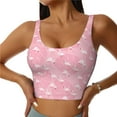 thumbnail image 1 of Vsdgher Flamingos and Flowers Print Women Sleeveless Athletic Tank Top Built-in Bra Camisole Sports Vest for Yoga Running Fitness Exercise with Removable Pads, 1 of 8