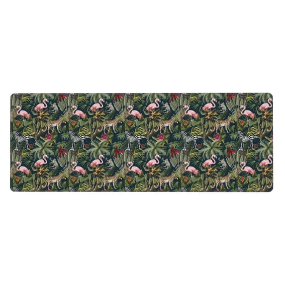 Vsdgher Flamingos And Palm Leaves for Mouse Pad with Stitched Edges,Desk mat for Laptop,Computer & PC, Wristing Pad for Gamer,Office & Home,12 x 31.5 in