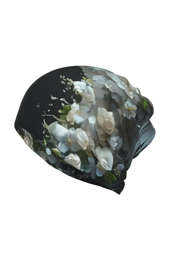 Floral Angelic White Wings Slouchy Beanie Hat for Men/Women, Skull Cap Chemo Cap Night Sleeping Cap