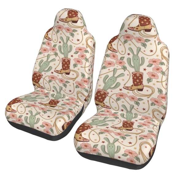 Vsdgher Floral Cowboy Boots Automotive Seat Covers for Cars Trucks and SUVs Car Seat Covers for Truck Seat Protectors Set of 2