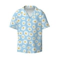 thumbnail image 1 of Vsdgher Floral Daisy Print Men's Wrinkle Free Untucked Cuban Shirt Business Casual Button Down Shirts Short Sleeve Shirt, 1 of 7