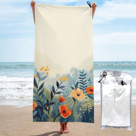 Vsdgher Floral Mountain Landscape Microfiber Ultra Soft Highly Absorbent Bath Towel, Quick Drying Towels for Body, Sport, Yoga, SPA, Fitness-31.5"x63"