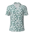 thumbnail image 1 of Vsdgher Floral Print Men's Short Sleeve Stretch Polo Shirt, Moisture-Wicking Performance Polo Shirt, 1 of 8