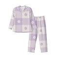 thumbnail image 1 of Vsdgher Floral Purple Buffalo Plaid Mens Pajama Set, Soft Warm Long Sleeve Sleepwear, Cozy Button-Down Pjs for Men-XX-Large, 1 of 7