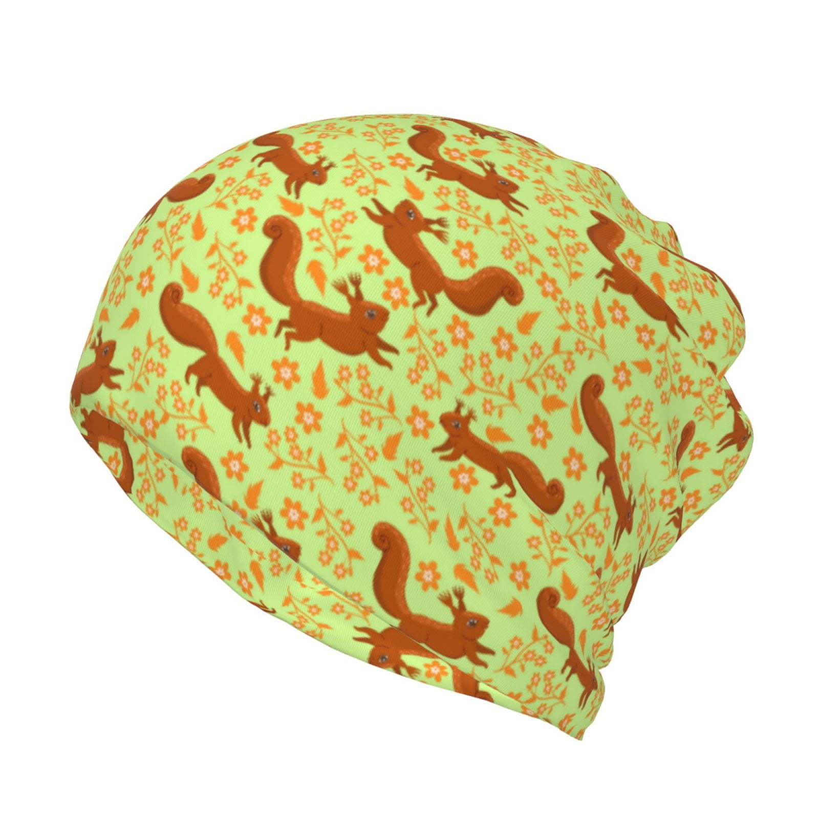 Vsdgher Floral Squirrel Slouchy Beanie Hat for Men/Women, Skull Cap ...