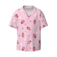 thumbnail image 1 of Vsdgher Floral Strawberr Print Men's Wrinkle Free Untucked Cuban Shirt Business Casual Button Down Shirts Short Sleeve Shirt, 1 of 7