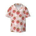 thumbnail image 1 of Vsdgher Floral Strawberr Print Men's Wrinkle Free Untucked Cuban Shirt Business Casual Button Down Shirts Short Sleeve Shirt, 1 of 7