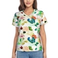 thumbnail image 1 of Vsdgher Floral Vintage Women Shirts V Neck Short Sleeve Tops T-Shirt Basic Tees, S to 3XLLarge, 1 of 5