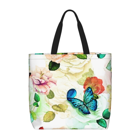 Vsdgher Floral Vintage print Tote Bag for Women Shoulder Bag with Zipper Large Shoulder Bag Handle Handbag Portable Washable for Travel, Work
