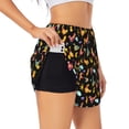 thumbnail image 1 of Vsdgher Flowe Rooster Print Women's Running Double Layer Shorts High Waisted with Pockets Elastic Yoga Workout Athletic Gym Sports, 1 of 8