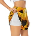 thumbnail image 1 of Vsdgher Flower Bush Sunflower Print Women's Running Double Layer Shorts High Waisted with Pockets Elastic Yoga Workout Athletic Gym Sports, 1 of 8