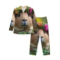 thumbnail image 1 of Vsdgher Flower Crown Guinea Pig Mens Pajama Set, Soft Warm Long Sleeve Sleepwear, Cozy Button-Down Pjs for Men-XX-Large, 1 of 7