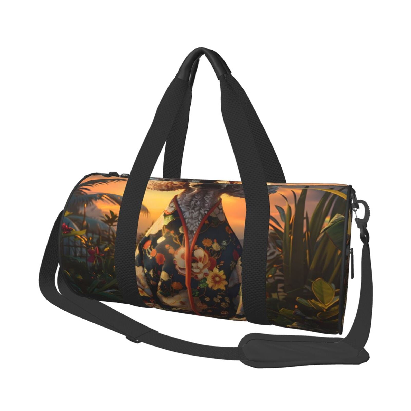Vsdgher Flower Field Poodle 45L Foldable Duffel Bag, Sports Gym Bag,Overnight Bag, Portable Weekender Bag for Airplanes