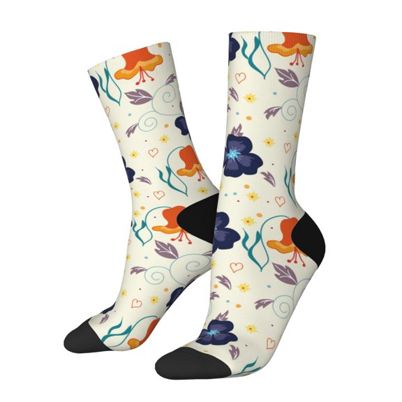 Vsdgher Flower Leaves Crew Socks for Men & Women, Breathable Casual Athletic Ankle Socks