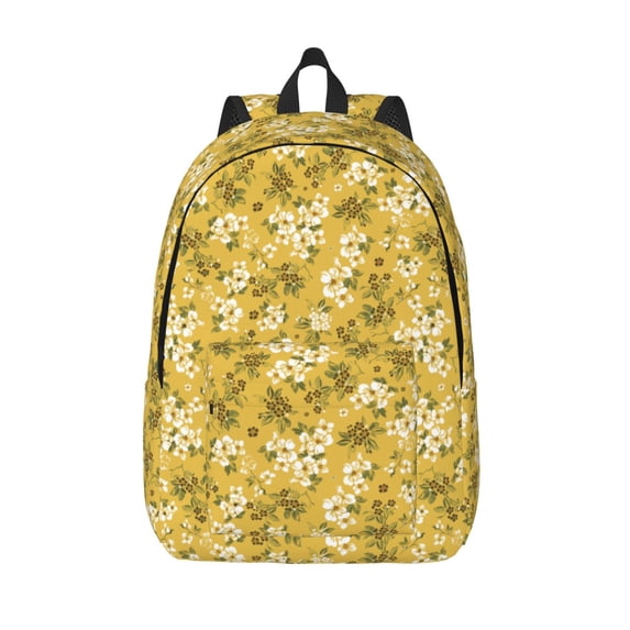Vsdgher Flower Print Canvas Backpack Travel Rucksack Unisex Knapsack 15.7/17.7Inch Laptop Backpack for Work,College -Medium