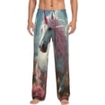 thumbnail image 1 of Vsdgher Flower White Horse (2) Print Mens Pajama Pants Sleep & Lounge Pants, PJ Bottoms With elastic waistb and Pockets, 1 of 5