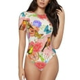 thumbnail image 1 of Vsdgher Flowers And Birds Watercolor Prinr Short Sleeve Body suit for Womens, Sexy Onesie One Piece Round Neck Bodysuit Shapewear Tummy Control-Medium, 1 of 7