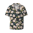 thumbnail image 1 of Vsdgher Flowers Print Men's Wrinkle Free Untucked Cuban Shirt Business Casual Button Down Shirts Short Sleeve Shirt, 1 of 7