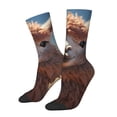 thumbnail image 1 of Vsdgher Fluffy Alpaca Mountain Meadow Crew Socks for Men & Women, Breathable Casual Athletic Ankle Socks, 1 of 6