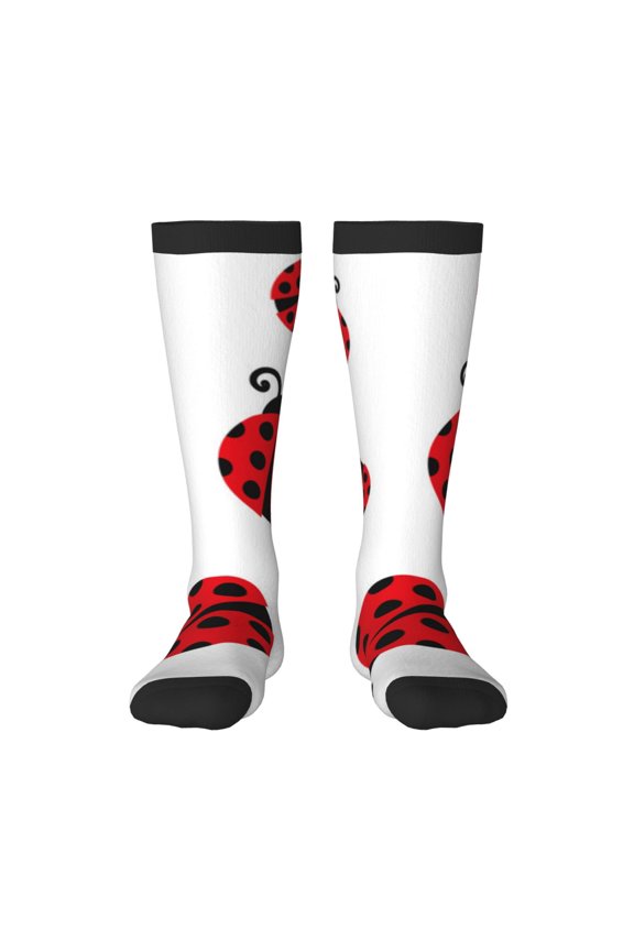 Fly Flying Ladybug Knee Socks, High Socks Long Stretchy Sock Women Knee High Stocking, Long Socks for Women