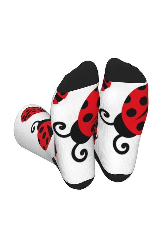 Fly Flying Ladybug Unisex Crew Socks Lightweight Breathable Ventilation Ankle Socks, Mid-calf socks for Daily